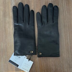 Coach Black Leather Tech Gloves